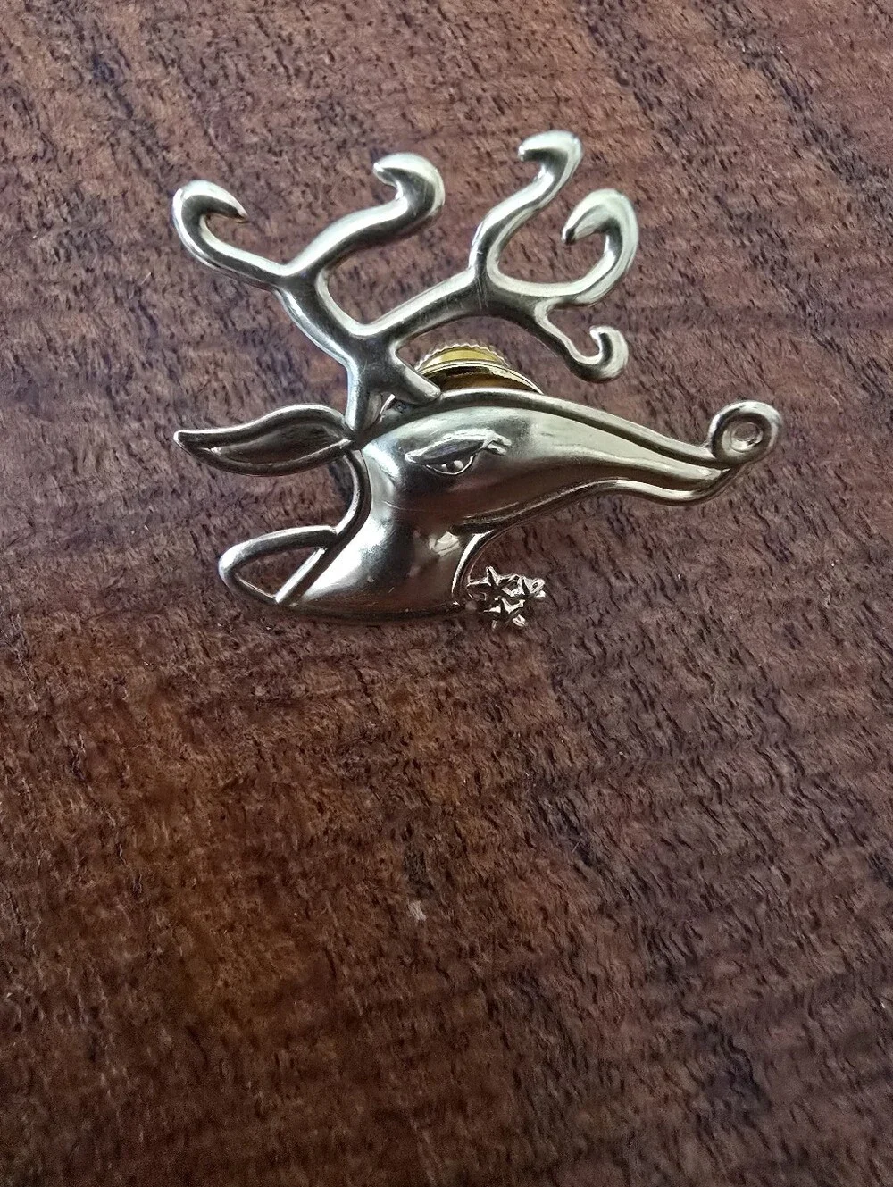 10k Yellow Gold Lapel Pin Or Tie Tack Of A Reindeer Or Elk Head.
